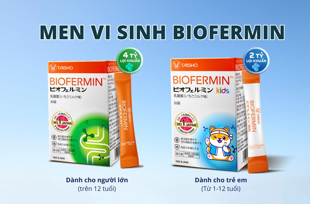 Men vi sinh Biofermin Nhật Bản chứa Lactobacillus và Bifidobacterium hỗ trợ cân bằng hệ vi sinh đường ruột